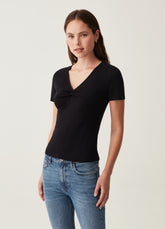 Ovs T-Shirt With V Neck And Knot